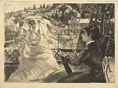 Terraza en Villa Brancas, grabado según una pintura de Marie Bracquemond