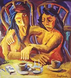Las hermanas(1995), óleo sobre lienzo.