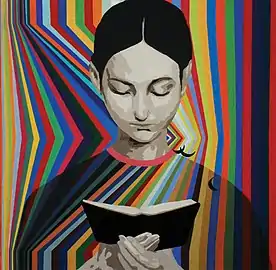 Vasarely hair cut(2012), acrílico sobre lienzo.