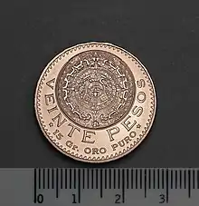 Cara de Moneda de 20 pesos Oro