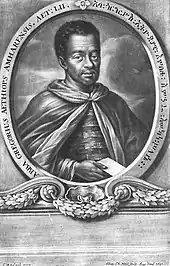 Portrait of Aba Gorgorios (Abba Gorgoryos) by Elias Christopher Heiss, Augsburg, 1691, in a supplementary volume to the 1681 Historia Aethiopica by Hiob Ludolf.