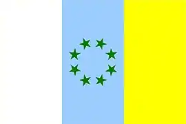 Propuesta de bandera con ocho estrellas donde se incluye a La Graciosa, tras que se declarara a esta como la octava isla habitada de Canarias.
