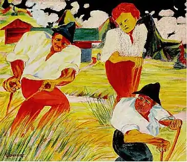 Granjeros en el campo