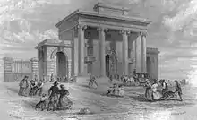 Terminal de Birmingham, como se pretendía inicialmente con arcos en los flancos (que no se construyeron)