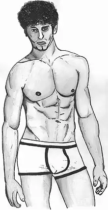 dibujo de hombre en ropa interior masculina