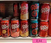 Latas de Dr Pepper de varios sabores