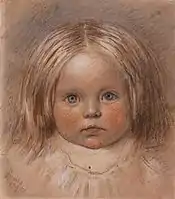 Retrato de la segunda hija del artista (Catherine Madox Brown) por Ford Madox Brown, 1852, Walker Art Gallery, 19 &nbsp; cm x 16.5 &nbsp; cm, número de acceso WAG10507