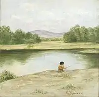 Child Fishing along a River