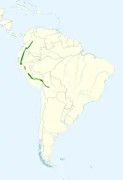 Distribución geográfica del clorospingo bigotudo.