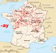 Terminaciones en -ay. En el dominio occitano, no son derivadas de -acum.