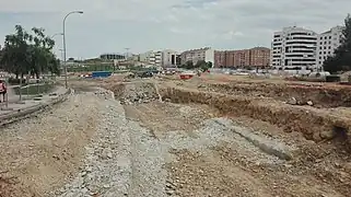 Construcción del jardín de la estación de autobuses de Logroño.