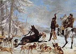 Gustave Courbet (1819-1877), L'Hallali du cerf, 1867, óleo sobre tela, 355 × 505 cm.