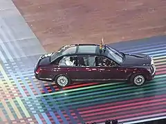 Isabel II llegando a la ceremonia de apertura de los Juegos de la Mancomunidad en Glasgow, 2014