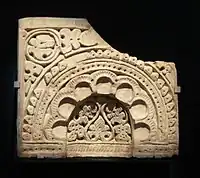 Nicho decorado de la mezquita abbasí de Afrasiab, Samarcanda en la región de Sogdia, 750-825&nbsp;d.&nbsp;C.