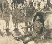 Diógenes y Alejandro (1894), de Lovis Corinth, Grafische Sammlung Albertina, Viena