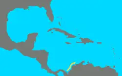 Distribución de D. colombiensis en el mar Caribe.