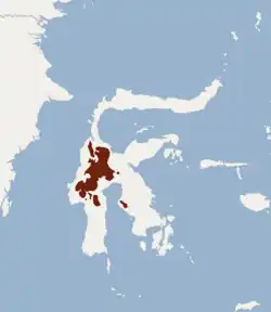 Distribución en la isla de Célebes