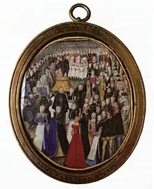 An Elizabethan Maundy, miniatura de Teerlinc, h. 1560.