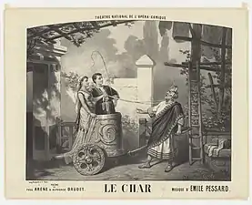 Le Char (El carro), cartel de Edward Ancourt para la ópera de Émile Pessard, 1878.