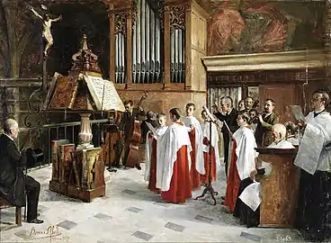 En el coro, de Vicente Borrás y Abella, 1890.
