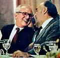 El Secretario General de Alemania Oriental Erich Honecker con el presidente José López Portillo; 1981.