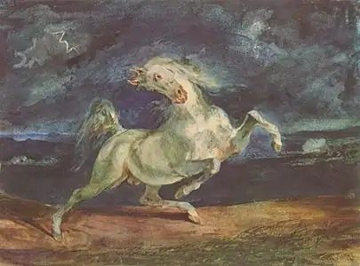 Caballo huyendo de un rayo, Delacroix, 1824.