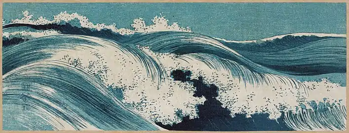 Konen Uehara: Olas (xilografía, hacia 1910). Biblioteca del Congreso de Estados Unidos.