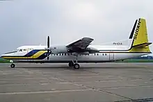 Fokker 50 de Sudan Airways antes de ser entregado a la aerolínea (1989)