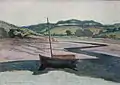 Henri Delavallée - Barque sur l’Aven à marée basse