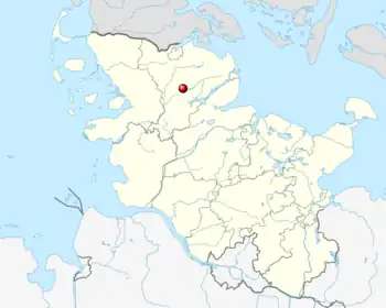 Location of Idstedt/Isted in present-day Schleswig-Holstein, Germany. Dark grey: present-day Denmark.