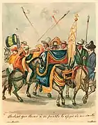 Indios que llevan á su pueblo la efigie de un santo