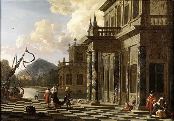 Fantástica arquitectura cortesana con personal