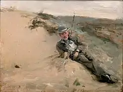 John Singer Sargent, Ralph Curtis en la playa de Scheveningen, 1880