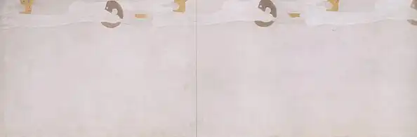 Muro izquierdo: El anhelo de felicidad está representado por las figuras femeninas suspendidas en el aire.