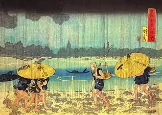 En la orilla del río Sumida, de Utagawa Kuniyoshi, siglo XIX.