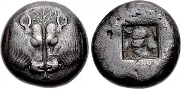 Moneda de Lesbos. Ca. 510-480&nbsp;a.&nbsp;C.