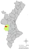 Localización de Jalance respecto a la Comunidad Valenciana