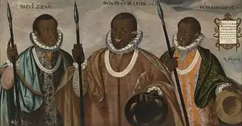 Los mulatos de Esmeraldas, de Andrés Sánchez Gallque (escuela quiteña), 1599 (depósito del Museo del Prado).