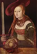 Judith con la cabeza de Holofernes  (ca. 1530), obra de  Lucas Cranach el Viejo (86 x 59 cm)
