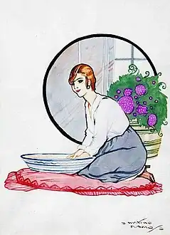 Escena modernista, acuarela.