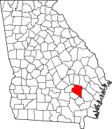 Mapa de Georgia con la ubicación del condado de Appling