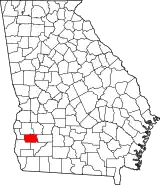Mapa de Georgia con la ubicación del condado de Calhoun