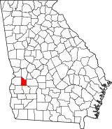 Mapa de Georgia con la ubicación del condado de Webster