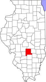 Mapa de Illinois con la ubicación del condado de Fayette