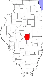 Mapa de Illinois con la ubicación del condado de Macon