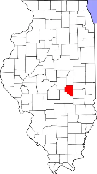 Mapa de Illinois con la ubicación del condado de Moultrie