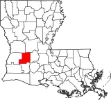 Mapa de Luisiana con la ubicación del Parish Allen