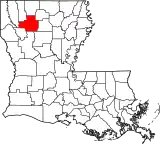 Mapa de Luisiana con la ubicación del Parish Bienville