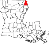 Mapa de Luisiana con la ubicación del Parish East Carroll