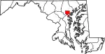 Mapa de Maryland con la ubicación del City Baltimore